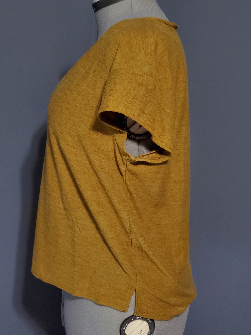 Madewell Mustard Yellow V-Neck Short Sleeve Tee Women's Size L - Picture 2 of 6